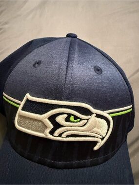 Seattle Seahawks Navy flex fitHat with Neon Green Accent